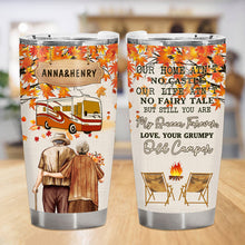 Fall Camping Old Couple Our Home Ain't No Castle - Personalized Custom Tumbler