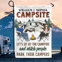 Let's Sit By The Campfire & Watch People Park Their Campers Husband Wife Camping - Couple Gift - Personalized Custom Flag