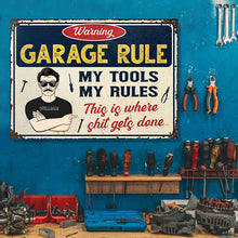 Garage Rule Warning - Gift For Dad And Grandpa - Personalized Custom Classic Metal Signs
