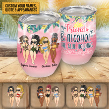 Beaches, Booze & Besties - Personalized Wine Tumbler - Birthday, Funny, Summer Gift For Beach Lovers , Besties, Soul Sisters, Sistas, Bff, Friends