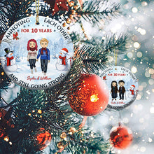 Old Couple Annoying Each Other - Christmas Gift For Couple - Personalized Custom Circle Ceramic Ornament