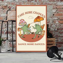Take More Chances Dance More Dances Funny Frog Personalized Custom Framed Canvas Wall Art