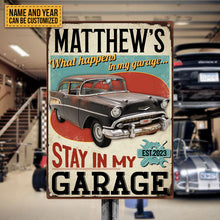 What Happens In My Garage Stays In My Garage - Garage Metal Signs - Personalized Custom Classic Metal Signs