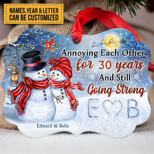 Snowman Couple Annoying Each Other - Christmas Gift For Couple - Personalized Custom Aluminum Ornament
