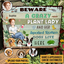 Custom Photo Lady And Her Spoiled Dogs In The Garden - Garden Sign - Personalized Custom Face Classic Metal Signs