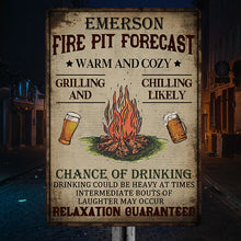 Personalized Camping Fire Pit Forecast Customized  Metal Signs - Camping Signs