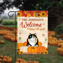 Cat Welcome Fall Custom Flag, Cat Fall Autumn Flag, Cat Lover Decorating Idea