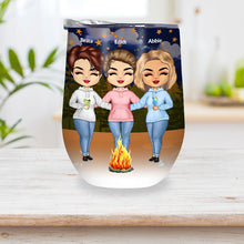 I'd Fight A Bear For You Camping Sisters - Sibling BFF Bestie Gift - Personalized Custom Wine Tumbler