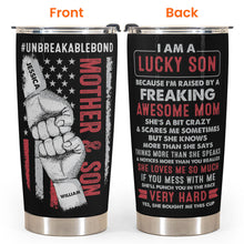 Lucky Son Of An Awesome Mom - Personalized Tumbler Cup - Birthday Gift For Son