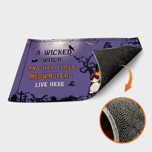 A Wicked Witch And Her Little Meownsters Live Here - Halloween Doormat - Gift For Cat Lovers Personalized Custom Doormat
