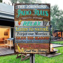 Personalized Patio Rules Make Memories Custom Classic Metal Signs-CUSTOMOMO