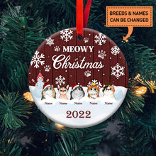 Meowy Christmas - Christmas Gift For Cat Lovers - Personalized Custom Circle Ceramic Ornament