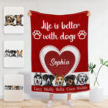 Life Is Better With Dogs - Personalized  Blanket - Gift For Dog Lovers, Dog Mom, Dog Dad