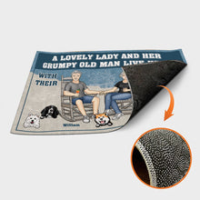 A Lovely Lady And Her Grumpy Old Man Live Here - Couple Doormat - Gift for Couples, Dog Lovers Personalized Custom Doormat