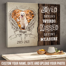 Custom Photo Personalized Dog Canvas, Dog Loss Gift, Memorial Dog Gift, Dog Loved Beyond Words Missed Beyond Measure Dem Canvas