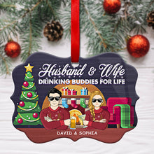 Husband And Wife Drinking Buddies - Gift For Couple - Personalized Custom Aluminum Ornament