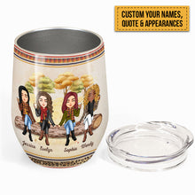 Pumpkin Spice Best Bitches & Everything Nice - Personalized Wine Tumbler - Funny, Birthday Gift For Friends, Best Friends, Besties, Girl Gang