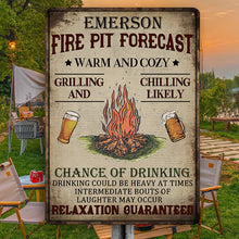 Personalized Camping Fire Pit Forecast Customized  Metal Signs - Camping Signs