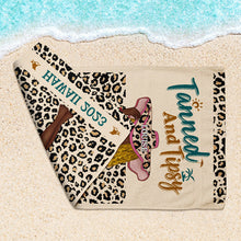 Personalized Beach Towel - Bunned And Tipsy - Custom Beach Towel For Besties, Family, Lovers