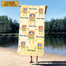 Custom Photo - The Best Dad Father's Day Beach Towel - Personalized Custom Beach Towel - Gift For Dad