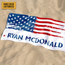 Personalized Bath Towel US Flag Customized Name - Beach Towel - Custom Pool Towel Beach Towel