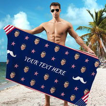Custom Photo - The Father's Day Beach Towel US Flag Theme - Personalized Custom Beach Towel - Gift For Dad
