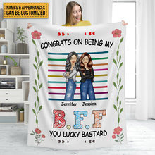 Congrats On Being My Bestie - Bestie Blanket - Gifts For Her Personalized Custom Fleece Flannel Blanket