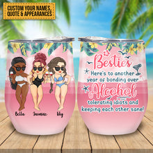 Beaches, Booze & Besties - Personalized Wine Tumbler - Birthday, Funny, Summer Gift For Beach Lovers , Besties, Soul Sisters, Sistas, Bff, Friends