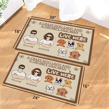 A Crazy Dog Lady And Grumpy Old Man Live Here - Couple Doormat - Gift for Dog Lovers, Couples Personalized Custom Doormat