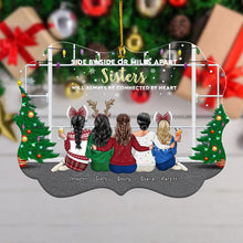 Sisters Are Connected By Heart - Personalized Acrylic Ornament - Christmas Gift For Sisters, Family, Besties