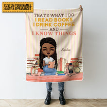 Personalized Custom Fleece Blanket A Girl Who Loves Books Reading - Gift For Book Lovers