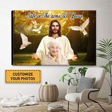 Custom Photo - God Bless You Safe In The Arms Of Jesus - Personalized Custom Canvas - Memorial Canvas