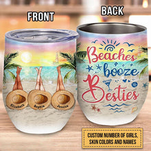 Personalized Beach Bestie Beaches Booze Besties Custom Wine Tumbler