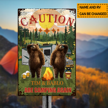 Caution We Are Camping Again Camping Sign - For Camping Lovers - Personalized Custom Classic Metal Signs