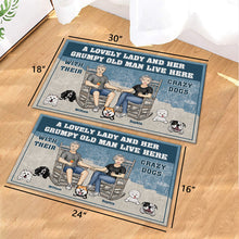 A Lovely Lady And Her Grumpy Old Man Live Here - Couple Doormat - Gift for Couples, Dog Lovers Personalized Custom Doormat