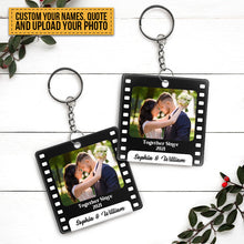 Custom Photo All Because Two People Swiped Right - Memorial Keychain - Gift For Couples Personalized Custom Keychain