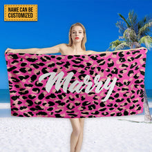 Animal Print Style Personalized Beach Towel Personalized Name Bath Towel Custom Pool Towel Beach Towel With Name Outside Birthday Gift