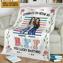Congrats On Being My Bestie - Bestie Blanket - Gifts For Her Personalized Custom Fleece Flannel Blanket