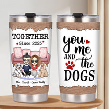 Couple And Dog Personalized Wine Tumbler