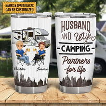 Husband And Wife Camping Partners For Life  - Couple Gift - Personalized Custom Tumbler