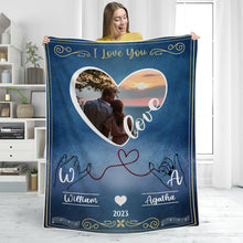 Personalized Photo Blanket - Couples Loving Gift - Gift For Wife Husband Boyfriend Girlfriend