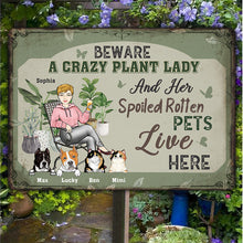 Beware A Crazy Plant Lady - Personalized Custom Metal Sign, Gift For Her, Him, Gardener