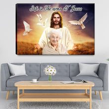 Custom Photo - God Bless You Safe In The Arms Of Jesus - Personalized Custom Canvas - Memorial Canvas