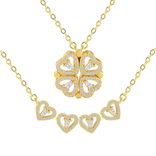 Four Leaf Clover Necklace Dainty Magnetic Heart Necklace for Her - Gift For Lover - Gift For Her