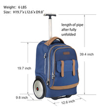 Rolling Laptop Bag for 14 Inch Laptop,Roller Bookbag,Schoolbag with Wheels,Briefcase on Wheels,19 Inch Wheeled Computer Bag (Blue)
