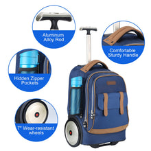 Rolling Laptop Bag for 14 Inch Laptop,Roller Bookbag,Schoolbag with Wheels,Briefcase on Wheels,19 Inch Wheeled Computer Bag (Blue)