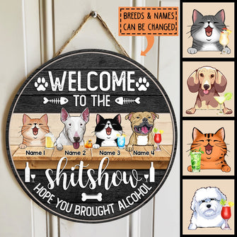 Welcome To The Shishow Hope You Brought Acoho - Custom Background V2 - Personalized Dog & Cat Door Sign tiktok
