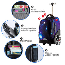 Rolling Laptop Bag for 14 Inch Laptop,Roller Bookbag for Teens,Briefcase on Wheels,Wheeled Bookbag,Galaxy Schoolbag with Wheels