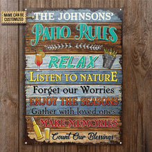 Personalized Patio Rules Make Memories Custom Classic Metal Signs-CUSTOMOMO