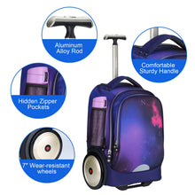 Rolling Laptop Bag for 14 Inch Laptop,19 Inch Roller Bookbag for Girls,Wheeled Computer Bag Women,Briefcase on Wheels,Trolley School Bag,Schoolbag with Wheels Purple